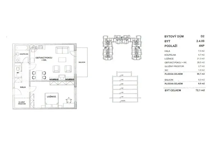 Pronájem bytu 2+kk, Praha - Čakovice, Blachutova, 72 m2