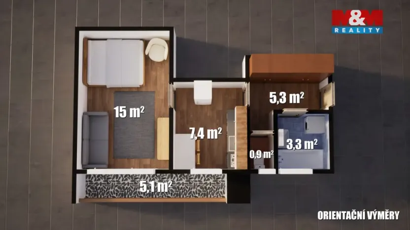 Prodej bytu 1+1, Dymokury - Svídnice, 31 m2