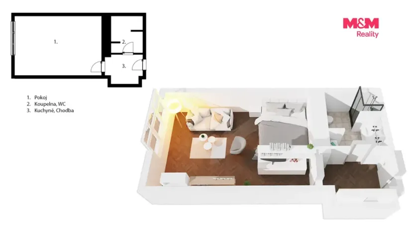 Pronájem bytu 1+kk, Praha - Josefov, Valentinská, 31 m2