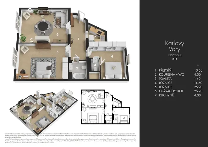 Prodej bytu 3+1, Karlovy Vary, Vítězná, 89 m2