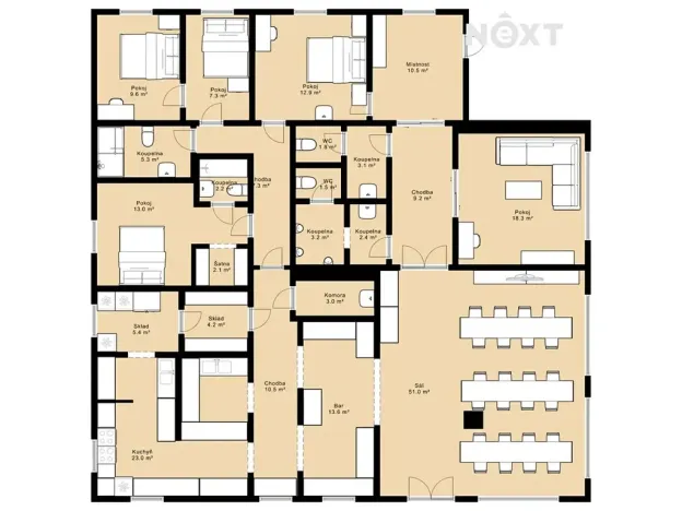 Prodej ubytování, Sezimovo Ústí, Soukeník, 220 m2