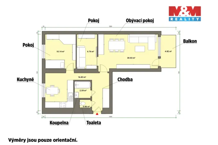 Prodej bytu 2+1, Tachov, Jabloňová, 61 m2