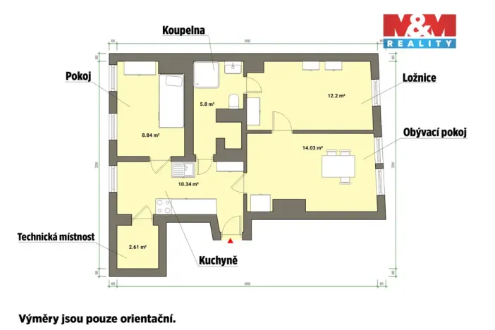 Prodej bytu 3+1, Cheb, Hradební, 56 m2