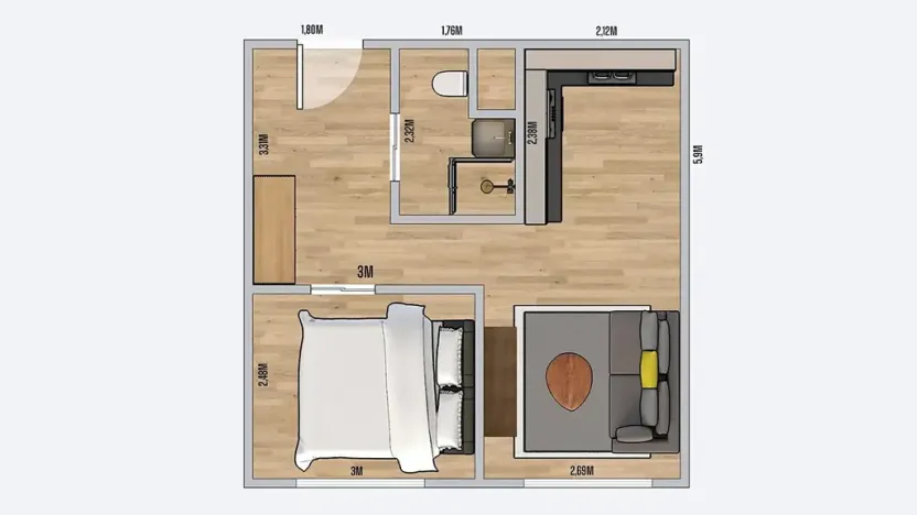 Pronájem bytu 1+1, Rakovník, V Jamce, 33 m2