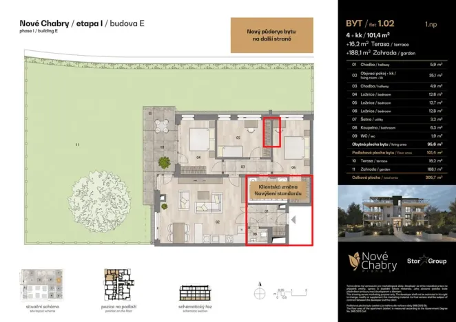 Prodej bytu 4+kk, Praha - Dolní Chabry, Měděnecká, 101 m2