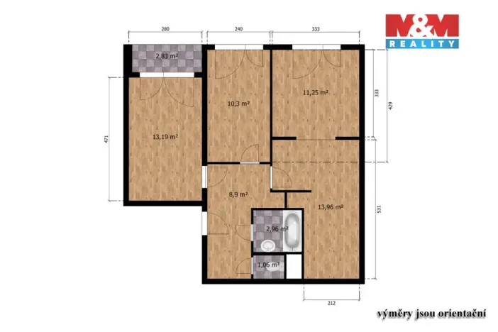 Prodej bytu 3+1, Praha - Řepy, Makovského, 66 m2