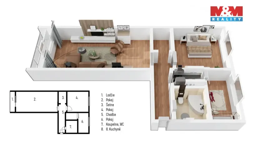 Prodej bytu 3+kk, Vsetín, Bratří Hlaviců, 55 m2