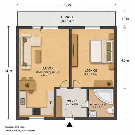 Prodej bytu 2+kk, Brno, Ke Statku, 45 m2