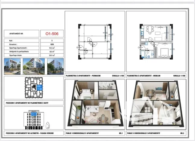 Prodej bytu 2+kk, Qerret, Albánie, 59 m2