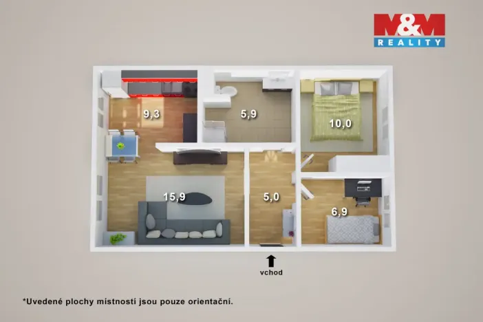 Prodej bytu 3+kk, Teplice, Hlávkova, 54 m2