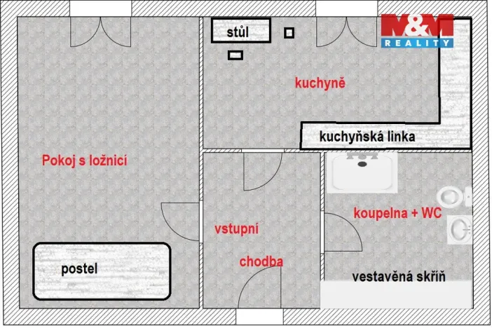 Pronájem bytu 1+1, Opočno, Krátká, 32 m2