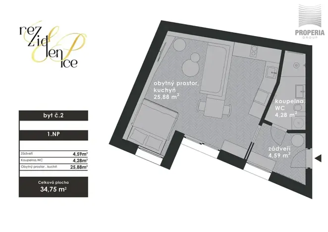 Prodej bytu 1+kk, Brno, Elišky Přemyslovny, 35 m2