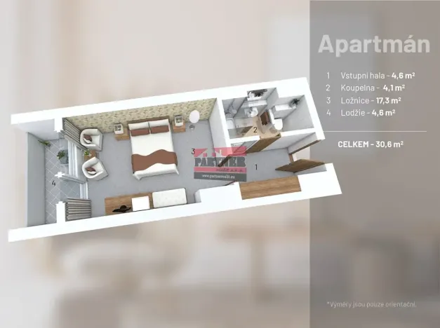 Prodej apartmánu, Frymburk, 31 m2
