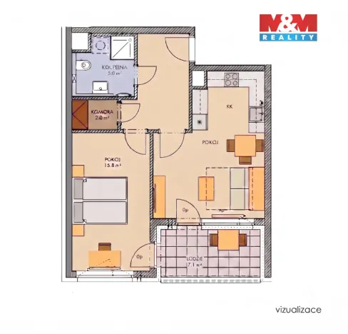 Prodej bytu 2+1, Praha, Svitákova, 60 m2