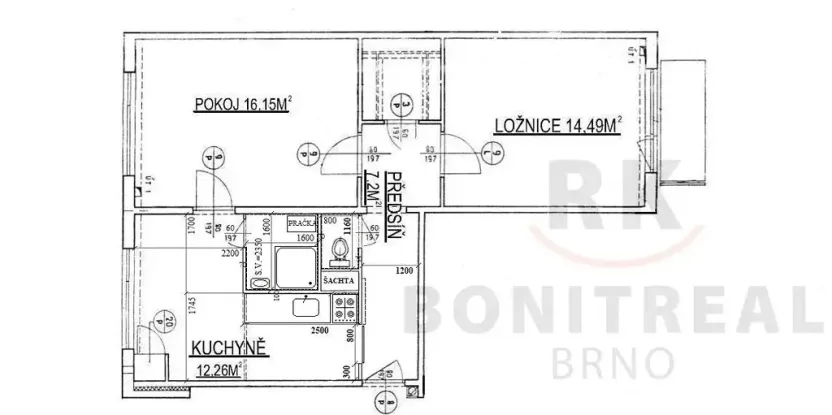 Pronájem bytu 2+1, Brno, Stamicova, 50 m2