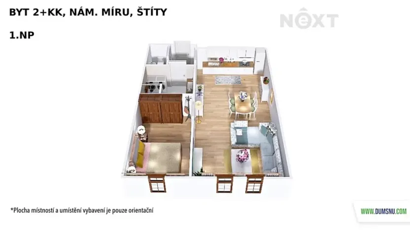 Pronájem bytu 2+kk, Štíty, nám. Míru, 58 m2