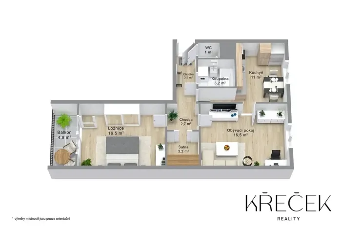 Prodej bytu 2+1, Třebíč, Modřínová, 56 m2