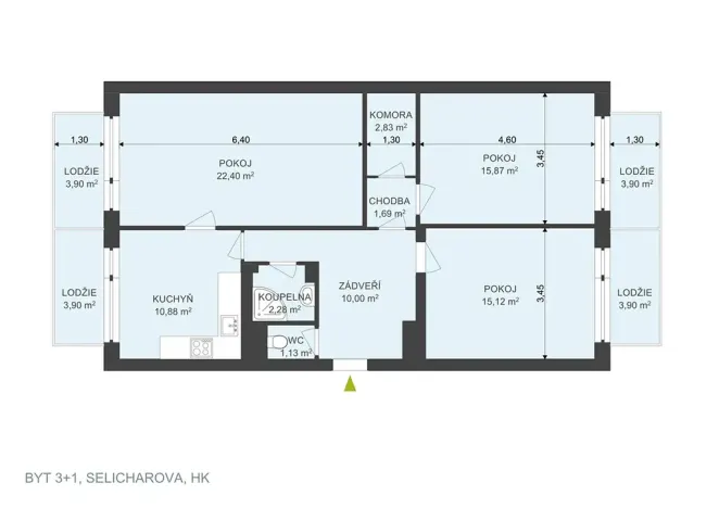Pronájem bytu 3+1, Hradec Králové, Selicharova, 98 m2