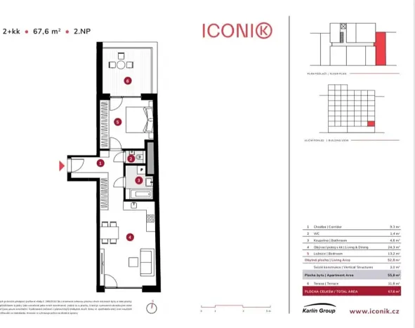 Pronájem bytu 2+kk, Praha, Sokolovská, 56 m2