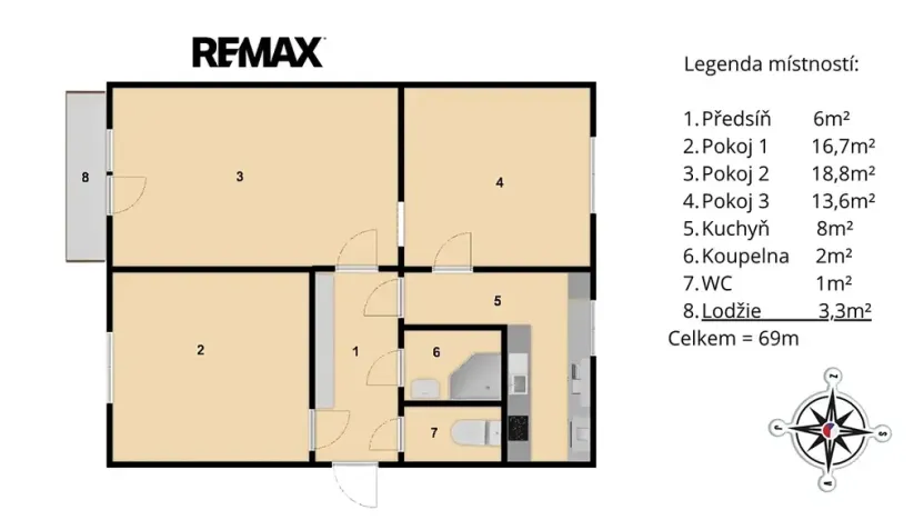 Pronájem bytu 3+1, Praha - Záběhlice, Práčská, 69 m2