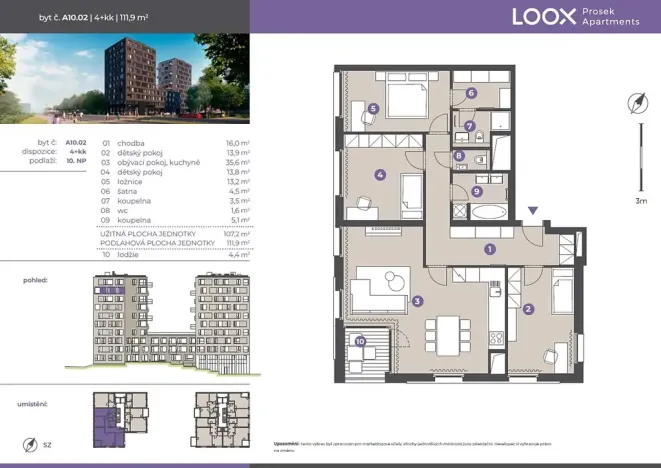 Pronájem bytu 4+kk, Praha - Prosek, Litoměřická, 107 m2