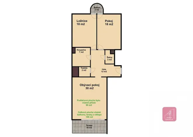 Prodej bytu 3+kk, Brno, Šumavská, 94 m2