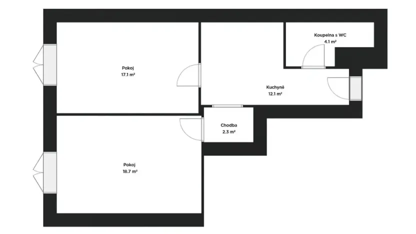 Pronájem bytu 2+1, Brno - Veveří, Bayerova, 54 m2