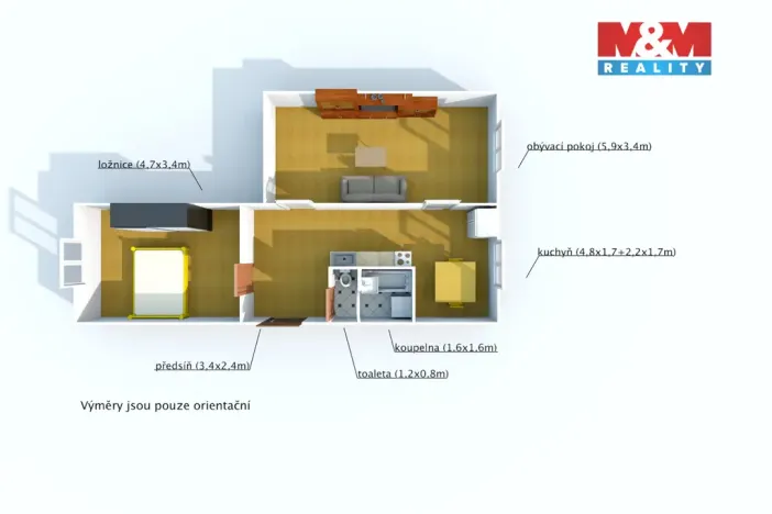 Pronájem bytu 2+1, Klatovy, Prusíkova, 62 m2