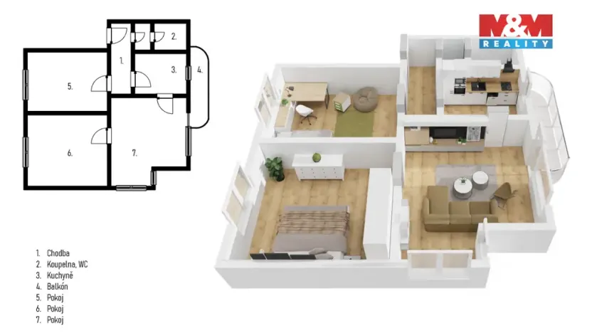 Prodej bytu 3+1, Zlín, Zálešná II, 70 m2