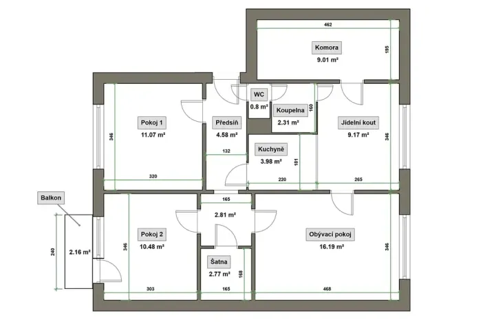 Prodej bytu 3+1, Otrokovice, Kpt. Nálepky, 73 m2