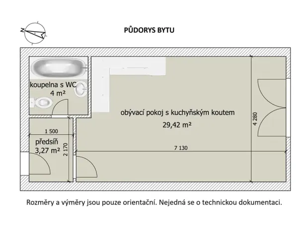 Prodej bytu 1+kk, Zeleneč, Čsl. armády, 37 m2