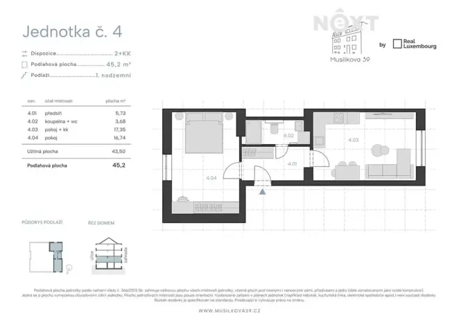 Prodej bytu 2+kk, Praha - Košíře, Musílkova, 45 m2
