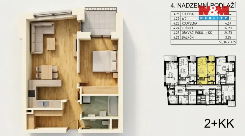 Pronájem bytu 2+kk, Prostějov, U Boží Muky, 50 m2