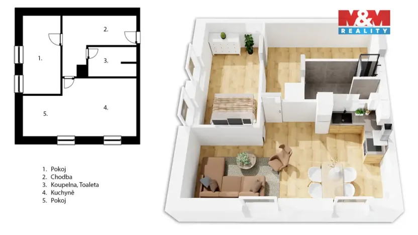 Prodej bytu 2+kk, Strakov, 68 m2