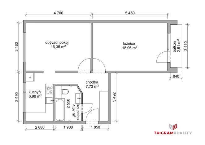 Prodej bytu 2+1, Hradec Králové - Moravské Předměstí, Vysocká, 55 m2