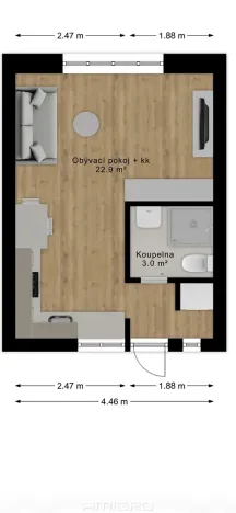 Prodej bytu 1+kk, Brno, Gallašova, 31 m2