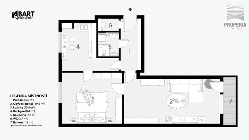 Pronájem bytu 2+1, Brno, Družstevní, 54 m2