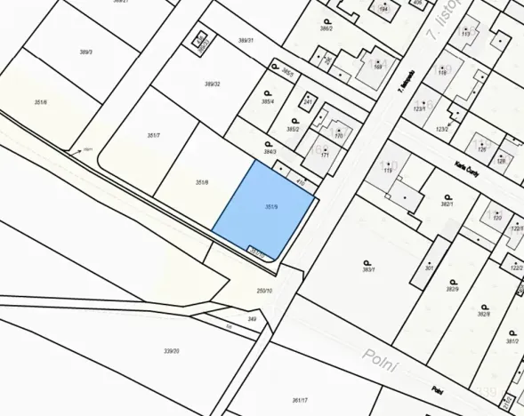 Prodej pozemku pro bydlení, Cvrčovice, Polní, 831 m2