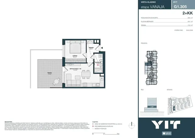 Prodej bytu 2+kk, Kladno, Unhošťská, 43 m2