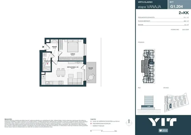 Prodej bytu 2+kk, Kladno, Unhošťská, 48 m2