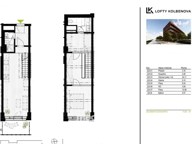 Prodej bytu 3+kk, Praha - Vysočany, Kolbenova, 71 m2