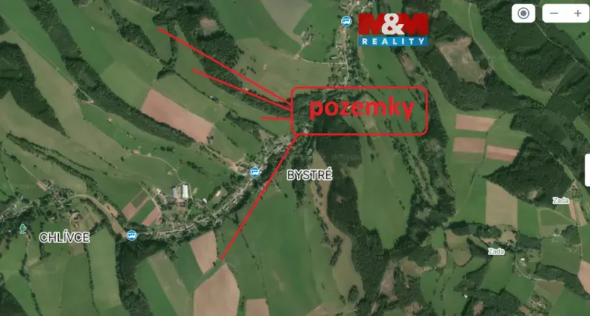 Prodej louky, Stárkov - Bystré, 121606 m2