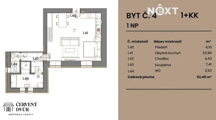 Prodej bytu 1+kk, Rapotín, Výzkumníků, 54 m2