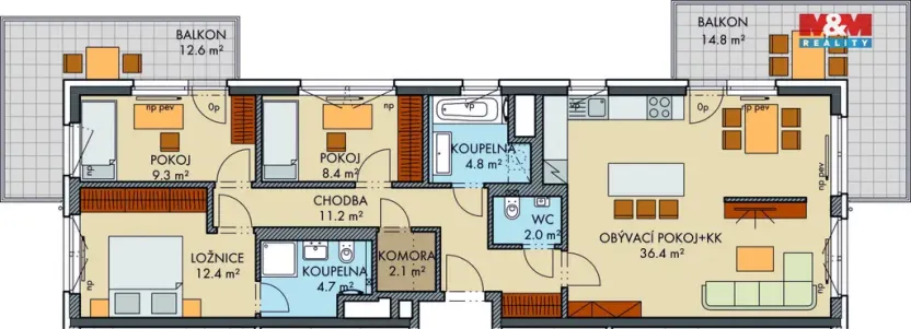 Prodej bytu 4+kk, Praha - Dolní Měcholupy, Honzíkova, 97 m2