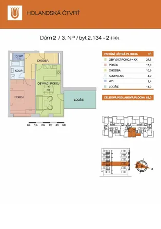 Pronájem bytu 2+kk, Olomouc - Řepčín, Aloise Rašína, 62 m2
