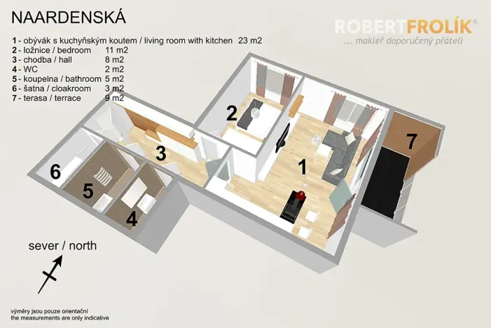 Pronájem bytu 2+kk, Praha - Liboc, Naardenská, 54 m2