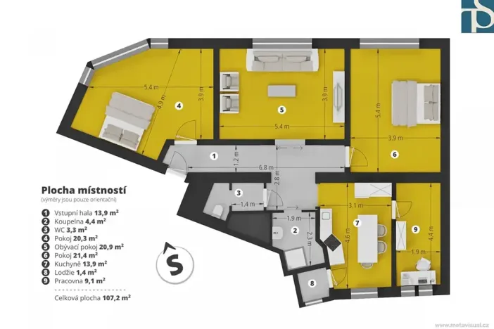 Prodej bytu 3+1, Kladno, Rooseveltova, 107 m2