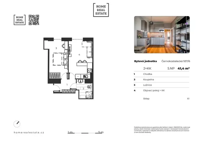 Pronájem bytu 2+kk, Praha - Strašnice, Černokostelecká, 40 m2