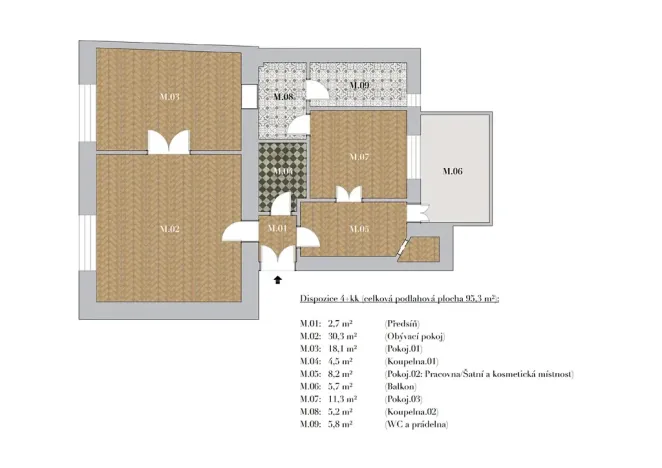 Pronájem bytu 4+kk, Hradec Králové, Pospíšilova, 95 m2