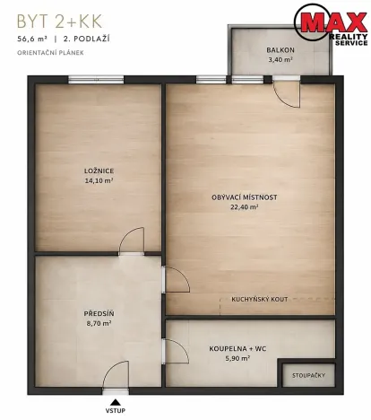 Pronájem bytu 2+kk, Praha - Vysočany, Smržových, 56 m2